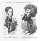 Caricatures of Vernouillet the Intriguing, and the Brave Giboyer, the Journalist, from 'Les Efrontes au Theatre Francais' (litho)