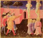 The Crucifixion and Stoning of SS. Cosmas and Damian, predella from the Annalena Altarpiece, 1434 (tempera on panel)