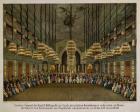 Concert of the royal band in the auditorium of the Dresden Opera House in honour of the imperial couple, 1812 (colour litho)