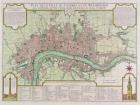 Plan of the Towns of London and Westminster, 1727 (hand-coloured engraving)