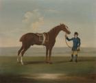 A Chestnut Horse (possibly Old Partner) held by a Groom (oil on canvas)