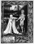 Arthur and the strange mantle, an illustration from 'Le Morte d'Arthur' by Sir Thomas Malory, 1893-94 (litho)
