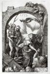 Harrowing of Hell or Christ's descent into Limbo, 1512 (engraving) (b/w photo)