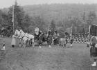 Queen Victoria presenting colours to the Cameron Highlanders, 1873 (b/w photo)