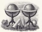 Globes of the Earth and the Heavens with Geometrical Forms (etching)