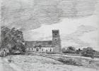 Feering Church, 1814 (drawing) 99;landscape; building; sky; cloud; tree; countryside;