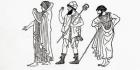 Dress of Athenian men and women in ancient Greece.
