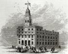 Mormon Temple at Salt Lake, 1854 (engraving) (b&w photo)