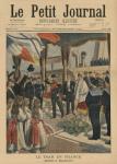 Tsar Nicolas II in France, arriving at Dunkirk, front cover illustration from 'Le Petit Journal', Supplement illustre, 29 September 1901 (colour litho)