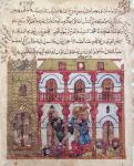 Ms c-23 f.99a Thief Taking his Loot, from 'The Maqamat' (The Meetings) by Al-Hariri (1054-1121), c.1240 (vellum)