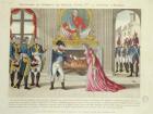 Magnanimity of Emperor Napoleon towards the Princess of Hatzfeld, 1806 (colour litho)