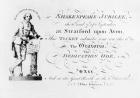 A ticket for the Shakespeare Jubilee celebrations, 1769 (engraving)