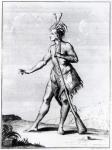 Iroquois Man, inhabitant of Canada (engraving) (b&w photo)