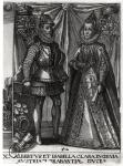 Portrait of Albert, Archduke of Austria (1559-1621) and his wife Isabella Clara Eugenia (1566-1633) Archduchess of Austria, 1613 (engraving) (b/w photo)