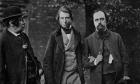 Portrait of William Bell Scott, John Ruskin and Dante Gabriel Rossetti, 1864 (b/w photo)