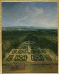 Promenade of Louis XIV (1638-1715) in the Gardens of the Grand Trianon, 1713 (oil on canvas)