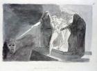 Macbeth and the Armed Head (pen and wash on paper) (b/w photo)