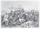 Battle of Saratoga - General Arnold Wounded in the Attack on the Hessian Redoubt, 17th October 1777 (engraving) (b&w photo)