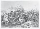 Battle of Saratoga - General Arnold Wounded in the Attack on the Hessian Redoubt, 17th October 1777 (engraving) (b&w photo)