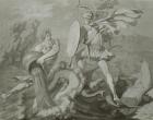 Fight of Achilles with the River Scamander (black and grey wash on paper)