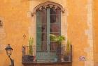Barcelona, Spain. Window and balcony in Gothic Quarter. Architectural detail.