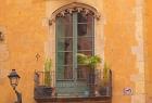 Barcelona, Spain. Window and balcony in Gothic Quarter. Architectural detail.