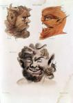 Heads of Evil Demons: Theumis, Asmodeus and The Incubus, illustrations from 'The Magus', pub. 1801 (hand coloured engraving)