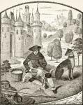 Sheep shearing in the Middle Ages, from 'Science and Literature in the Middle Ages' by Paul Lacroix (1806-84) published London 1878 (litho)