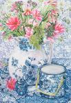 Gerberas in a Coalport Jug with Blue Pots (w/c)