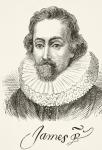 King James I of England, from 'The National and Domestic History of England' by William Hickman Smith Aubrey (1858-1916) published London, c.1890 (litho)