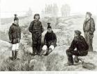 English sailors fraternising with the Eskimoes at Godhavn, from 'The Graphic', 18th June 1875 (litho) (b/w photo)