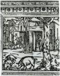 A Farm, illustration from 'Theatre d'Agriculture et Mesnage des Champs' by Olivier de Serres (1539-1619) (woodcut) (b/w photo)