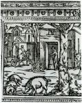 A Farm, illustration from 'Theatre d'Agriculture et Mesnage des Champs' by Olivier de Serres (1539-1619) (woodcut) (b/w photo)