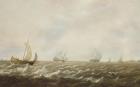 Dutch men-o'-war and other ships off the coast, 17th century