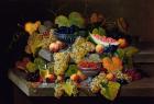 Still Life of Melon, Plums, Grapes, Peaches, Cherries, Strawberries etc on Stone Ledges