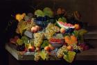Still Life of Melon, Plums, Grapes, Peaches, Cherries, Strawberries etc on Stone Ledges