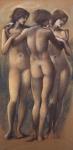 The Three Graces, c.1885 (chalk on paper)