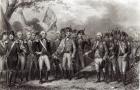 The British Surrendering their Arms to General Washington, 19th October 1781, engraved by J. Stephenson (engraving) (b&w photo)