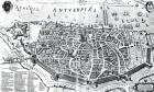 Map of Antwerp (engraving) (b/w photo)