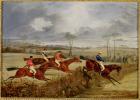 A Steeplechase, Near the Finish (oil on canvas)