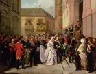 Isabella II of Spain (1830-1904) and her husband Francisco de Assisi visiting the Church of Santa Maria