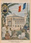 The Malagasy Pavilion at the Universal Exhibition of 1900, Paris, illustration from 'Le Petit Journal', 1st April 1900 (colour litho)