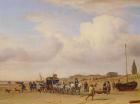 Noble Carriage on the Beach at Scheveningen, 1660 (oil on panel)