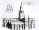 The North Prospect of Conuentuall Church of Christ Church in Oxford (engraving) (b/w photo)