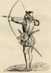 English archer shooting a longbow, from 'The World's Inhabitants' by G.T. Bettany, published 1888 (engraving)