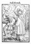 Death and the Old Woman, from 'The Dance of Death', engraved by Hans Lutzelburger, c.1538 (woodcut) (b/w photo)