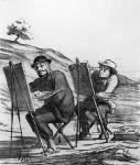 Cartoon lampooning landscape painters, from 'Charivari' magazine, 12 May, 1865 (litho)