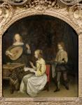 The Concert: Singer and Theorbo Player (oil on panel)
