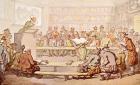 An 18th century auction room, from The Connoisseur Magazine, published 1902 (colour litho)