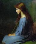 Little shepherdess, 19th century, (oil on canvas)